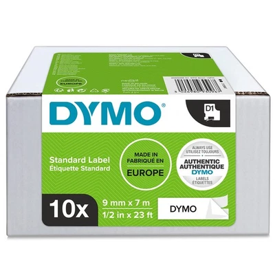 DYMO Authentic D1 Labels 9mm x 7m 卷纸 黑色 打印 白色 自粘性  — 第 1/4 张图片