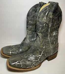 Corral Boots Herren 10,5 D Square Toe grau schwarz silber Beleuchtungseinlage - Bild 1 von 17