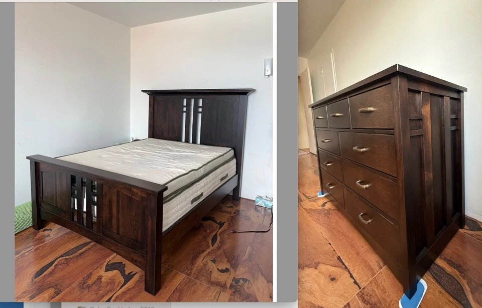 Amish traditional panel wood bedroom furniture: Dresser, Full Bed head/footboard - Image 1 of 1