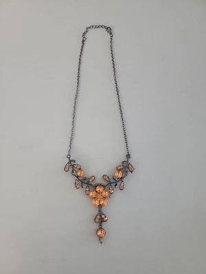 Colar cintilante corrente Y laranja pedra e arma metal 14 polegadas  - Imagem 1 de 4