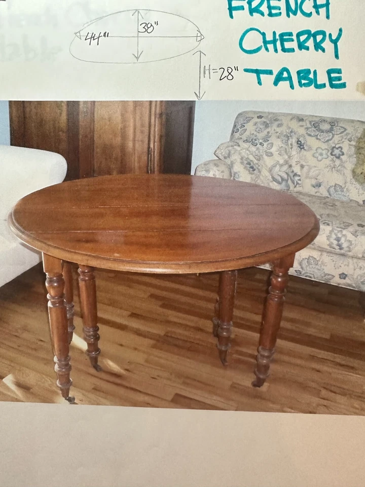 Vintage French Cherry Dining Table - Image 1 of 1