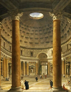 Giovanni Paolo Pannini ""Innenraum des Pantheons, Rom"" italienischer alter Meister grün - Bild 1 von 4