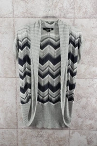 Chaleco Suéter Chevron Cuello Capucha Forever 21 Jersey Tejido Abierto Sin Mangas Talla M - Imagen 1 de 6