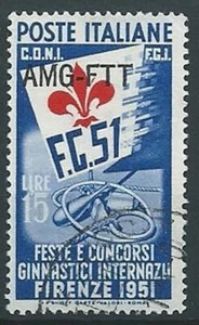 1951 TRIESTE A USATO GINNICI 15 LIRE - ED162 - Picture 1 of 1