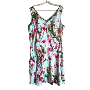 Chaps Women's Dress Plus 20W Floral Zip Up Sleeveless V-Neck Midi Stretch - Picture 1 of 8