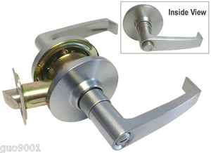 Privacy Satin Chrome Grade 2 Commercial Door Locks Bathroom Levers Knobs Handles - Picture 1 of 3