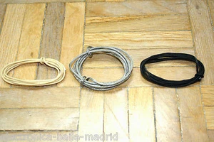 GAVITT 3 mt BLACK & WHITE & VINTAGE SILVER BRAIDED WIRE GIBSON EPIPHONE GUITAR - Picture 1 of 1