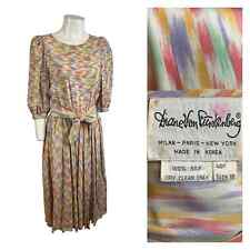 1970s Diane Von Furstenberg Easter Pastel Silk Sun Dress / Women’s Small * 