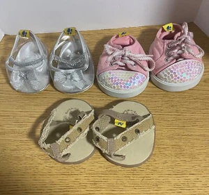 3 pares de zapatos para muñeca Build-A-Bear incluyen sandalias zapatillas y tacones - Imagen 1 de 5