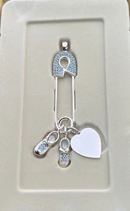 Lenox Baby Jewels Holiday Boy Diaper Pin Christmas Ornament w/Box Blue Silver - Picture 1 of 6