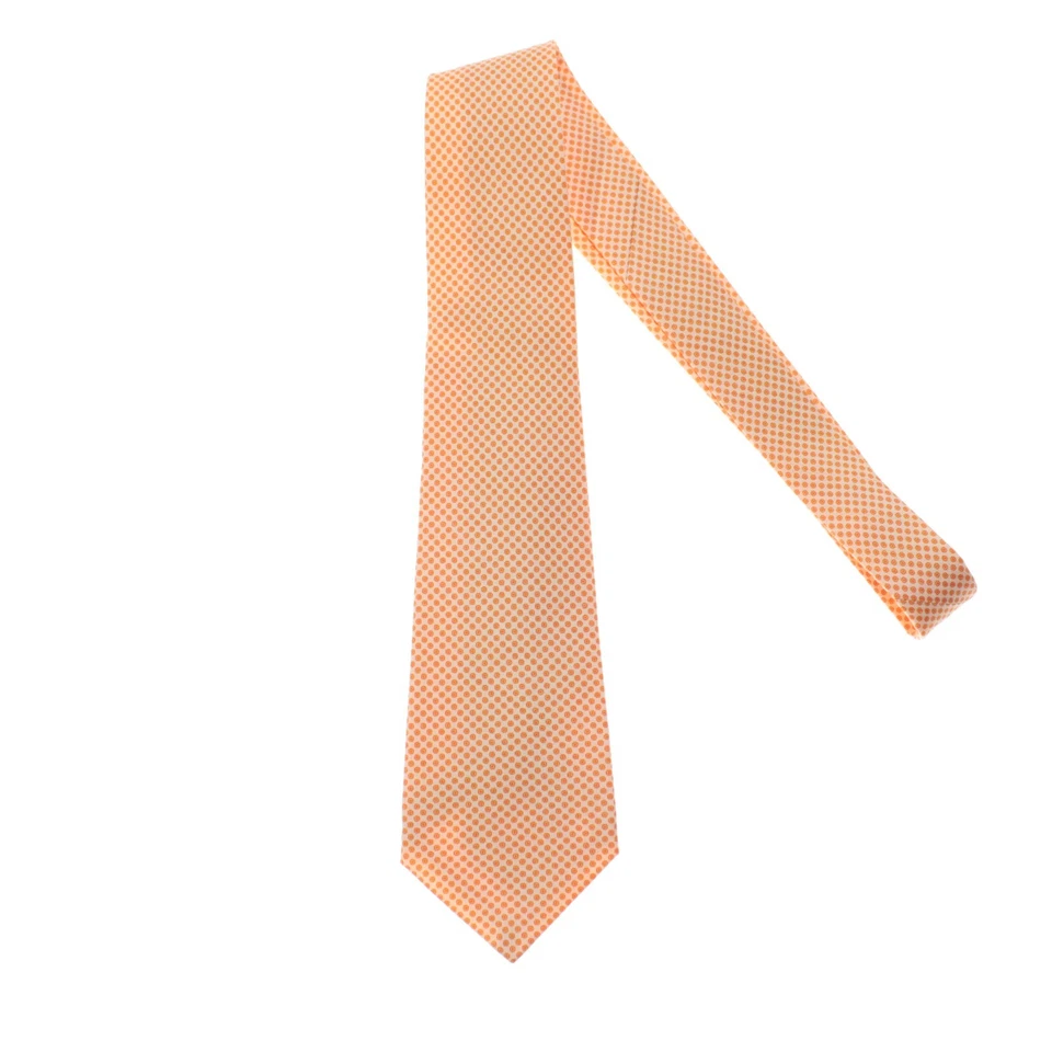 Corbata Kiton nueva sin etiquetas 100 % seda siete pliegues en blanco roto con lunares naranjas Foto 1 de 4