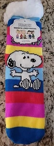 Calcetines Peanuts Charlie Brown Snoopy Sherpa forrados sin deslizantes talla única arco iris - Imagen 1 de 5