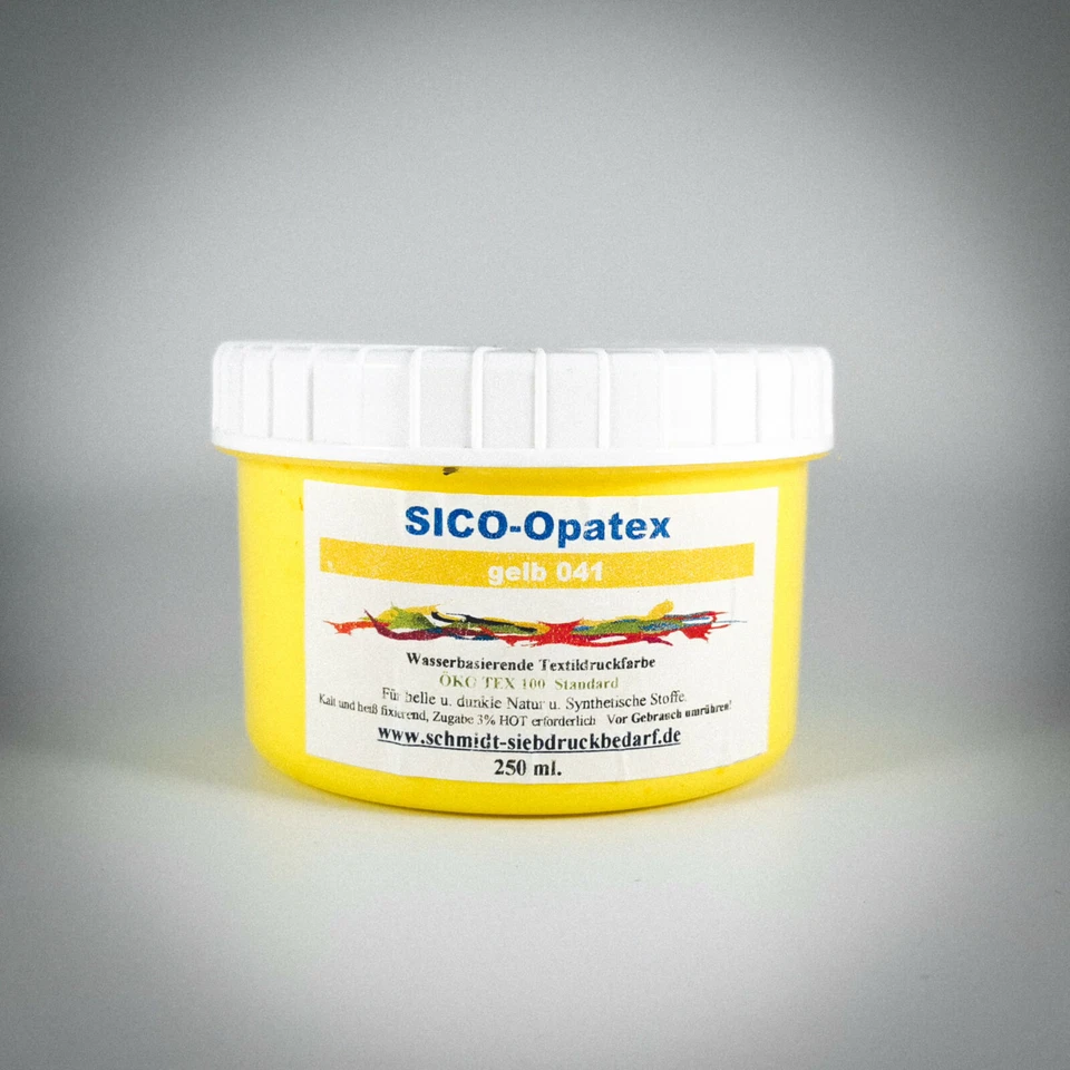 250ml SICO OPATEX 041 Gelb | Siebdruckfarbe für helle & dunkle Textilien | HKS 3