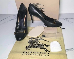 New Burberry black leather high heels with box, extras, dust bag size 38 - Picture 1 of 2