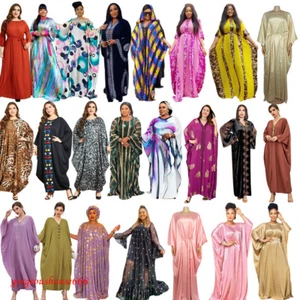 Islamic Women Kaftan Moroccan Maxi Dress Gown Abaya Dubai Caftan Loose Casual - Picture 1 of 199