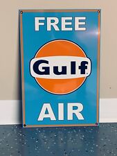 Gulf Free Air Metal  Gasoline Gas sign Pump Oil Gasoline Service Racing Lemans