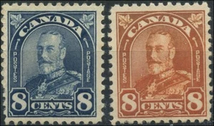 Canada Mint H F+ 8c (2) Scott #171 & #172 1930 King George V Arch/Leaf Stamps - Imagen 1 de 2