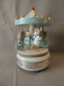 Vintage carousel with music teddy bears wood and silver plated Ag 1g 1192 - Picture 1 of 9