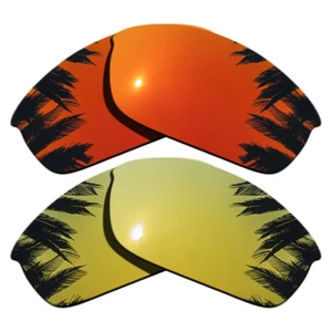 Orange Red Mirrored&24K Gold Polarized Replacement Lenses for-Oakley Flak Jacket - Picture 1 of 4