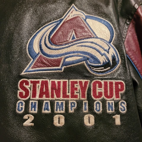 Colorado Avalanche 2001 Stanley Cup Champions Mens Leather Jacket Coat Size LG Cover