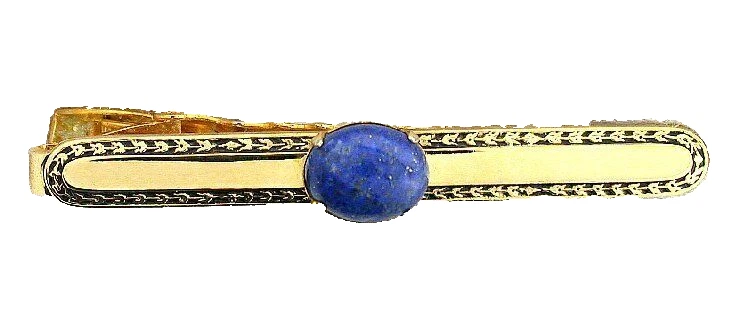 2 1/5 INCH NATURAL 10x8 OVAL LAPIS LAZULI CAB TIE CLIP TIE BAREBS8164/8224 - Image 1 of 1