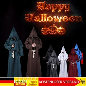 Mittelalterliche-Priester Kostüm Halloween Herren Mönch Robe Umhang Capes Bruder - Bild 1 von 18