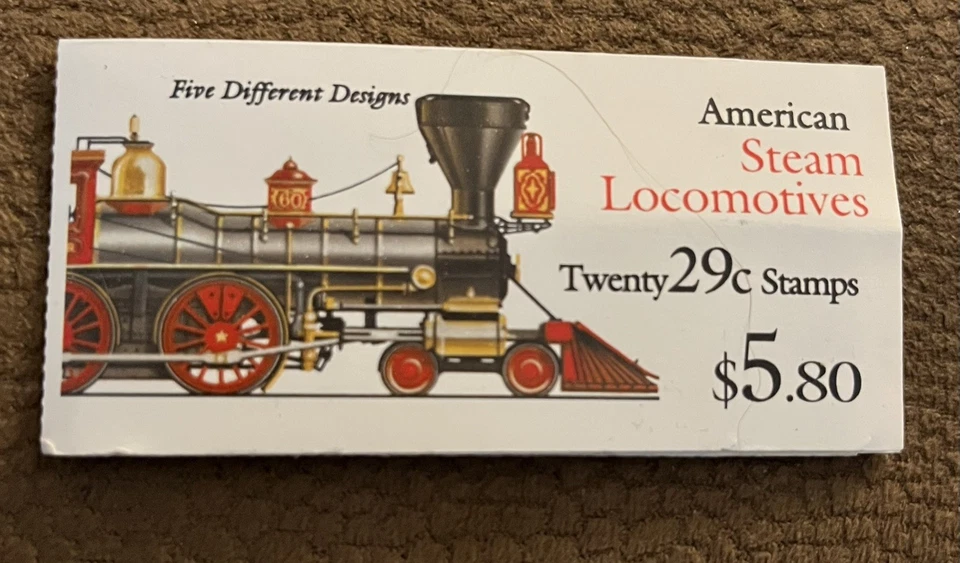 US Booklet Stamp Steam Locomotives 1993 - 20 Stamps 5 Different Locomotives - Image 1 of 4