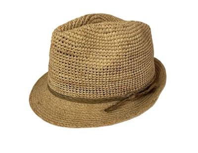 Sombrero Fedora Scala Pronto para mujer OS 57 cm color tostado rafia usado en excelente estado Foto 1 de 4