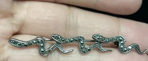 JUDITH JACK Brosche Vintage Sterling Silber Markasiten Schlange 2,5" 7 Gramm 60er Jahre - Bild 1 von 5