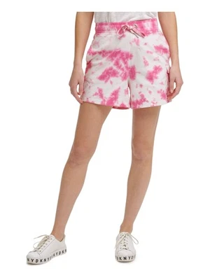 Shorts DKNY JEANS Feminino Rosa Bolso Cordão Puxar Elástico Tie Dye P - Imagem 1 de 4