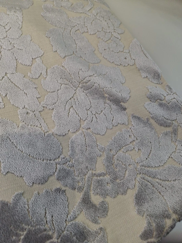 Jacquard Embroidered 168 x 138 cm Metallic Silver Thread Velvet Floral Furniture - Image 1 of 4