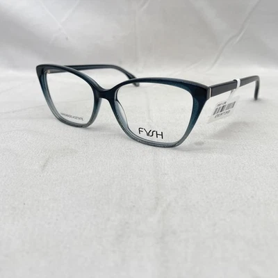Fysh Womens Square Cat Eye Full Rim Eyeglasses F3730 Teal Shimmer - Image 1 of 4