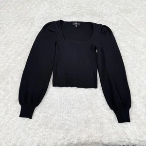 Suéter Lulus M Mediano Negro Corto Manga Globo Coqueta Informal Cuello Cuadrado - Imagen 1 de 9