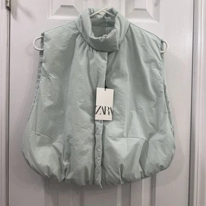 Zara Kids Mint Green Puffer Vest Girls 9/10 - Picture 1 of 6