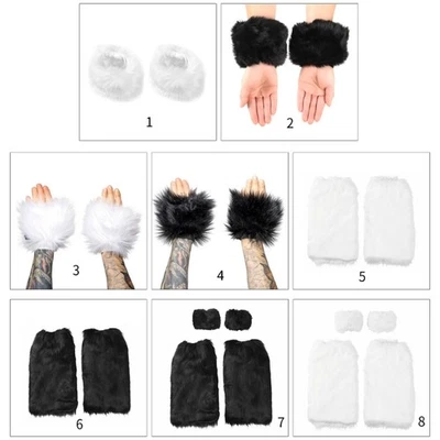 Faux Furs Wrist Cuff Arm Leg Warmers Winter Boot Cuffs Warm Bands Ring For Women - image 1 of 4