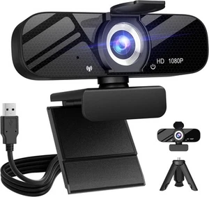 Full HD Webcam mit integriertem Mikrofon und drehbarem Stativ, 1080P Video und - Bild 1 von 6