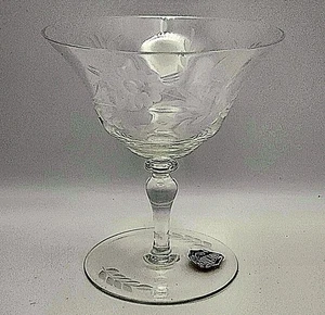 Arcadia Orlean VINTAGE Glass Cup Low Sherbert Blown Barware Floral Pattern - Picture 1 of 9