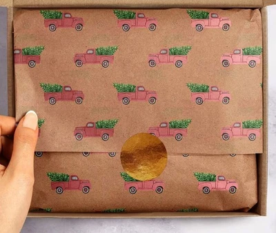 Shimmery RED TRUCK Tissue Paper # 925 -- 10 Large Sheets - Image 1 of 2