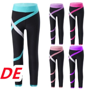 DE Mädchen Sport Eislaufhose Gymnastik Tanzhose Eng Stretch Fitness Workout Hose - Picture 1 of 69