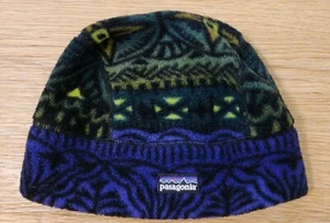 Patagonia Vintage 90’s Kids Size Medium Beanie Hat Fleece Cap Youth Retro Aztec - Picture 1 of 8