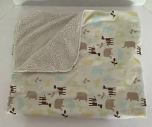 Chick Pea Multicolor Safari Animal Polyester Sherpa Blanket - 34X28 inches - Picture 1 of 1