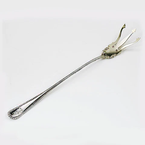 Antique Victorian era Sterling Silver Pickle Olive Serving Fork New York 1904 Cover