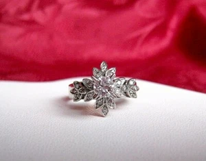 PLATINUM UNIQUE 0.50CT DIAMOND CLUSTER ENGAGEMENT RING SIZE 8 - Picture 1 of 10