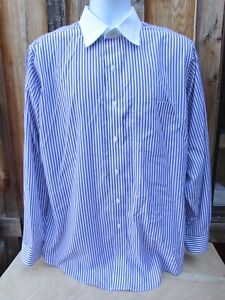 Brooks Brother Traditional Fit Purple Striped Mens Cotton Shirt Non-Iron 16-34 