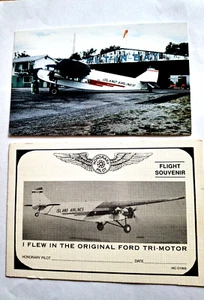 Tarjeta folleto piloto honorario ISLAND AIRLINES Ford Trimotor y postal - Imagen 1 de 2