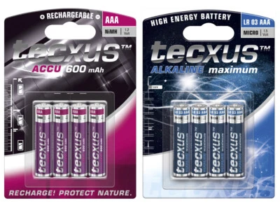 Tecxus Power Akkus Batterien Accus AAA AA Micro Mignon Akku Accu bis 2700 mAh