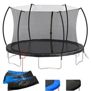 14FT Trampoline for Kids & Adults with Enclosure Net & Ladder, Curved Fence Pole - Picture 1 of 12