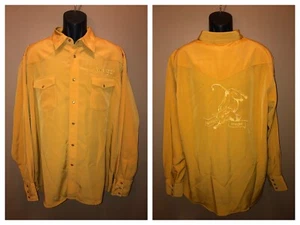 VTG WRANGLER Yellow Gold Western Shirt Pearl Snap 2XL Rodeo Bull Embroidery XXL - Picture 1 of 12