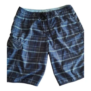 Quicksilver Men's Size 32 Blue Plaid Board Shorts Swimming Trunks - Picture 1 of 12