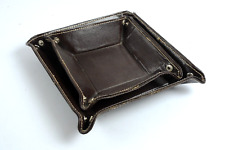 Bombay Company Set of 2 Faux Leather Coin Valet Catch All Trays 7.5 & 5.5" squar